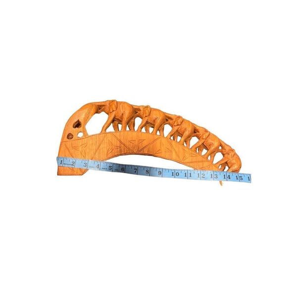 Hand carved Wood Elephant Train Bridge Made in Thailand 5 Elephants - Picture 12 of 13